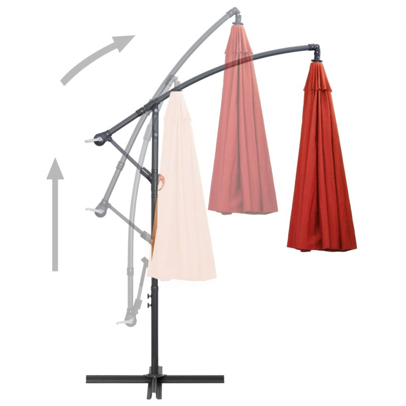 Wiszący parasol, terakotowy, 3 m, aluminiowy słupek