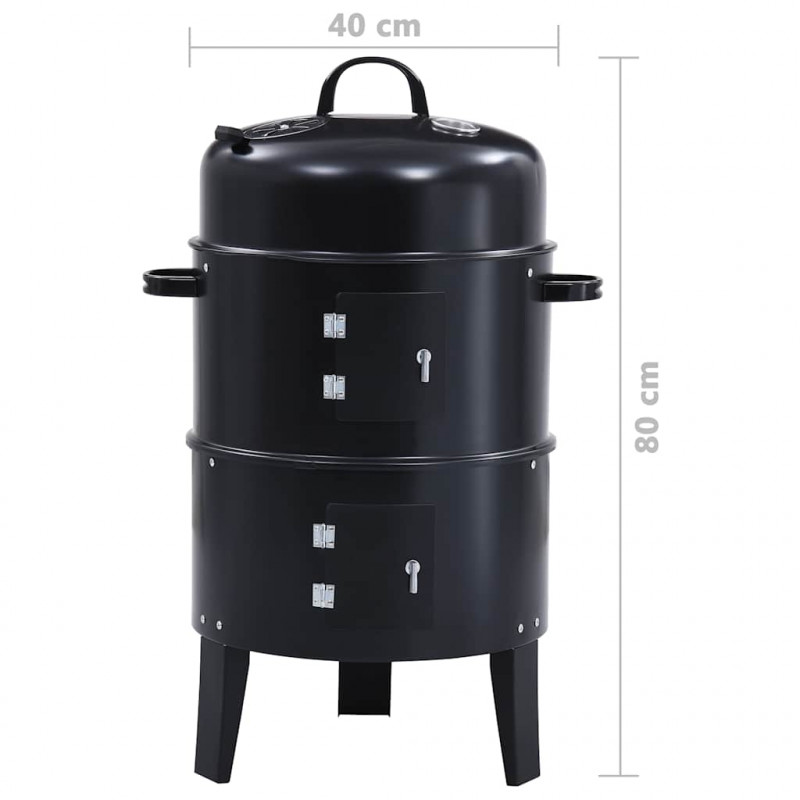 Grill węglowy z wędzarnią 3-w-1, 40x80 cm