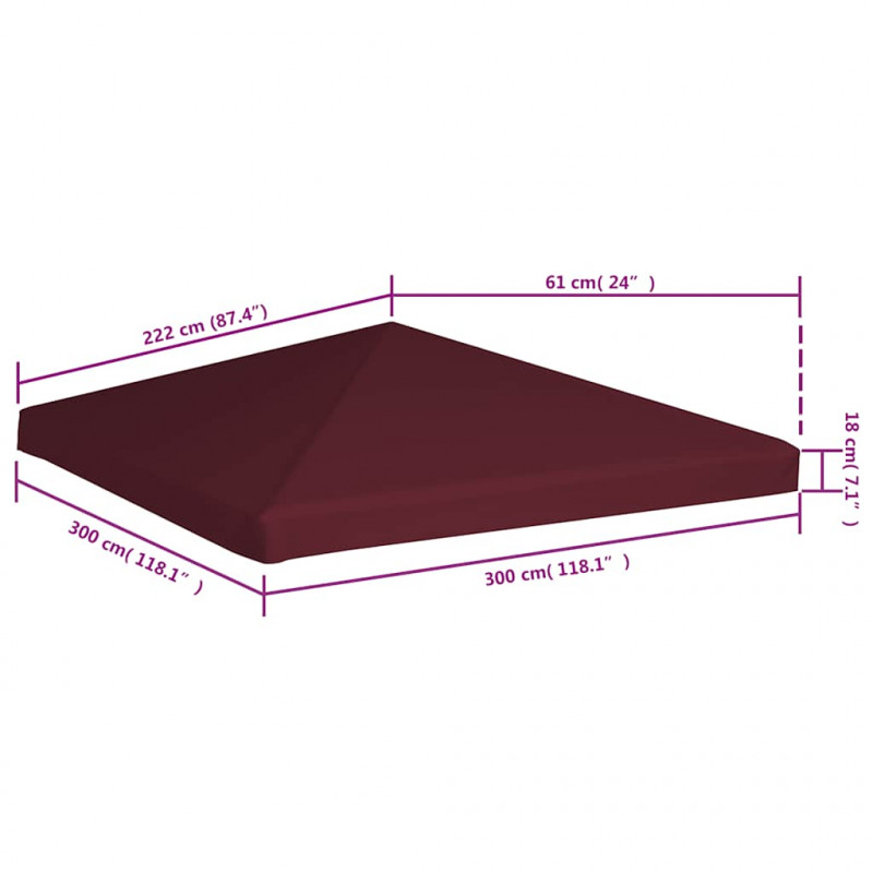 Zadaszenie do altany, 310 g/m², 3 x 3 m, bordowe