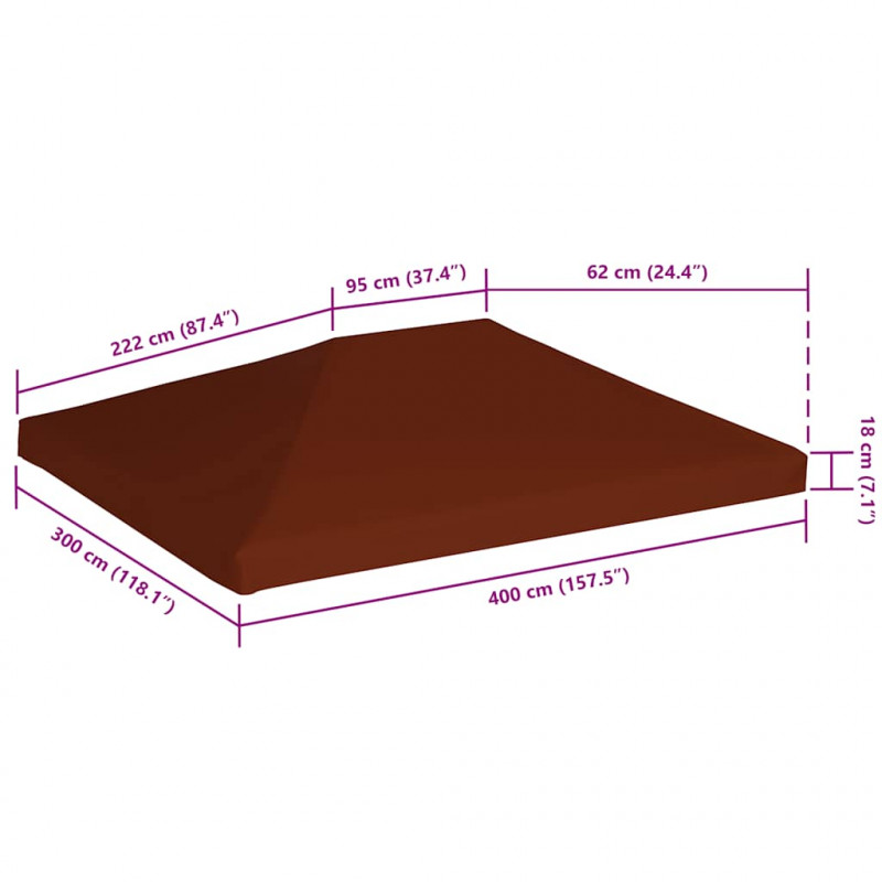 Zadaszenie do altany, 310 g/m², 3x4 m, terakotowe