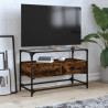 Szafka pod TV ze szklanym blatem, przydymiony dąb, 80x35x51 cm