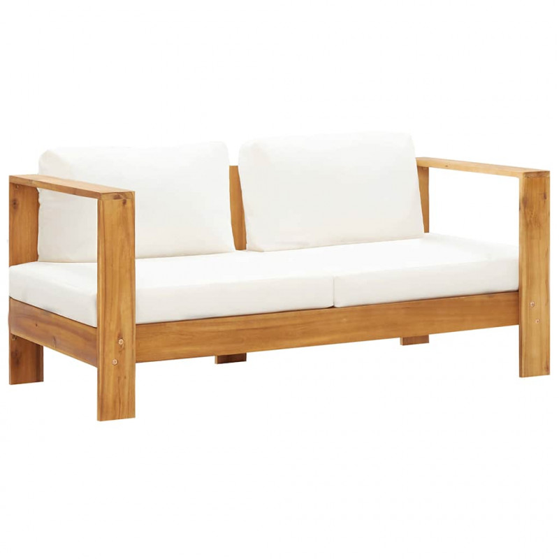 Sofa ogrodowa z poduszką, 140 cm, lite drewno akacjowe, kremowa