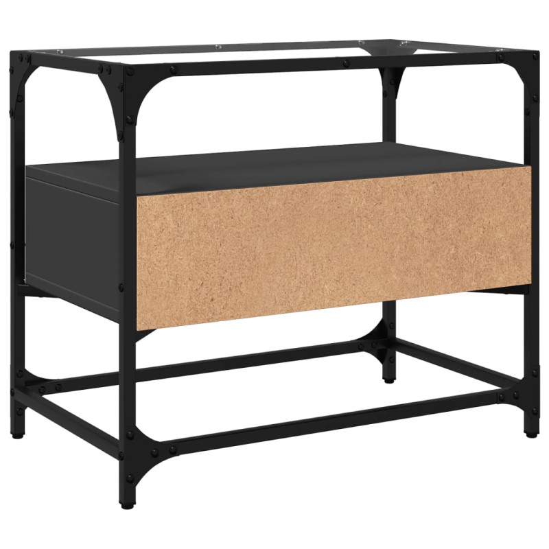 Szafka pod TV ze szklanym blatem, czarna, 60x35x51 cm