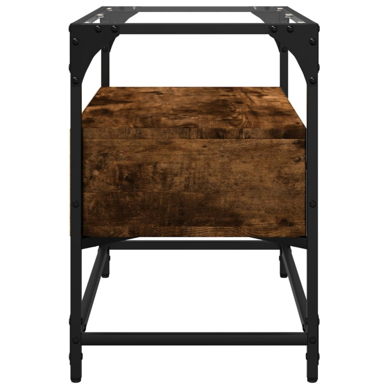 Szafka pod TV ze szklanym blatem, przydymiony dąb, 60x35x51 cm