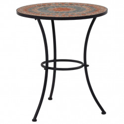 Mozaikowy stolik bistro, pomarańczowo-szary, 60 cm, ceramiczny