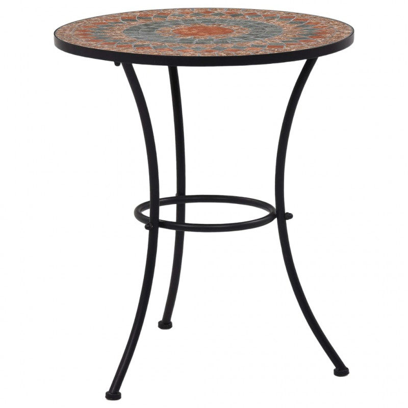 Mozaikowy stolik bistro, pomarańczowo-szary, 60 cm, ceramiczny