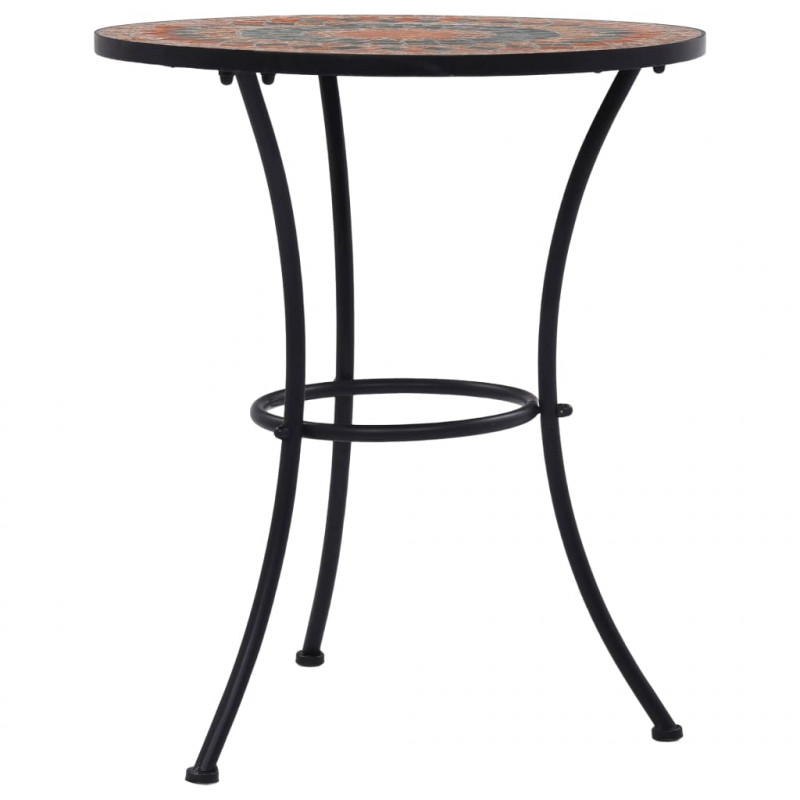 Mozaikowy stolik bistro, pomarańczowo-szary, 60 cm, ceramiczny