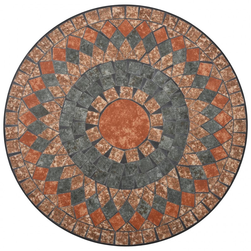 Mozaikowy stolik bistro, pomarańczowo-szary, 60 cm, ceramiczny