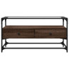 Szafka pod TV ze szklanym blatem, brązowy dąb, 98x35x51 cm