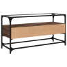 Szafka pod TV ze szklanym blatem, brązowy dąb, 98x35x51 cm