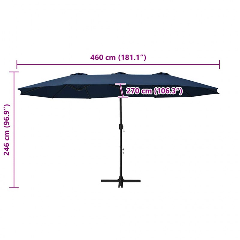 Parasol ogrodowy na słupku aluminiowym, 460 x 270 cm, niebieski