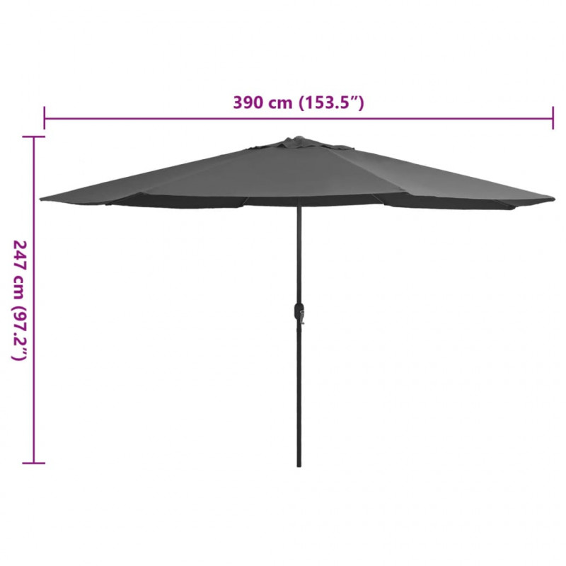 Parasol ogrodowy na metalowym słupku, 390 cm, antracytowy
