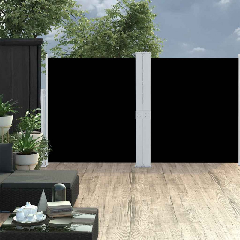 Wysuwana markiza boczna, dwustronna, 170x600 cm, czarna