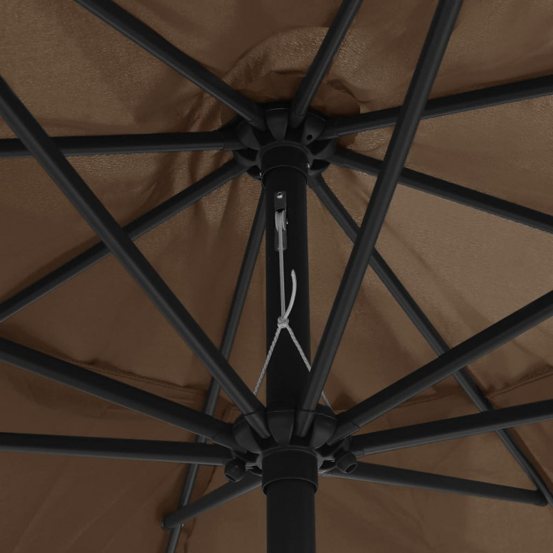 Parasol ogrodowy na metalowym słupku, 390 cm, taupe