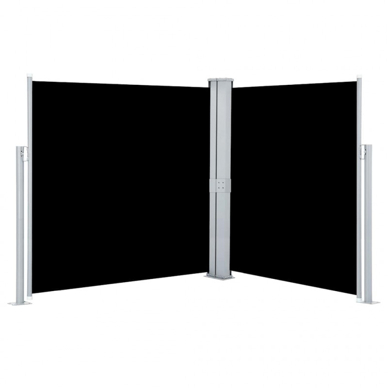 Wysuwana markiza boczna, dwustronna, 170x600 cm, czarna