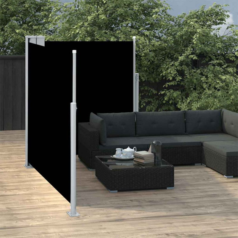 Wysuwana markiza boczna, dwustronna, 170x600 cm, czarna