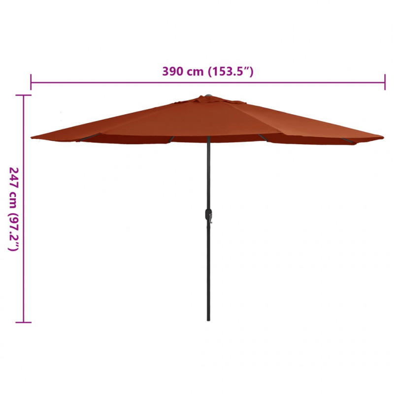 Parasol ogrodowy na metalowym słupku, 390 cm, terakota