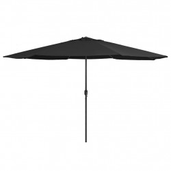 Parasol ogrodowy na metalowym słupku, 390 cm, czarny
