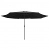 Parasol ogrodowy na metalowym słupku, 390 cm, czarny