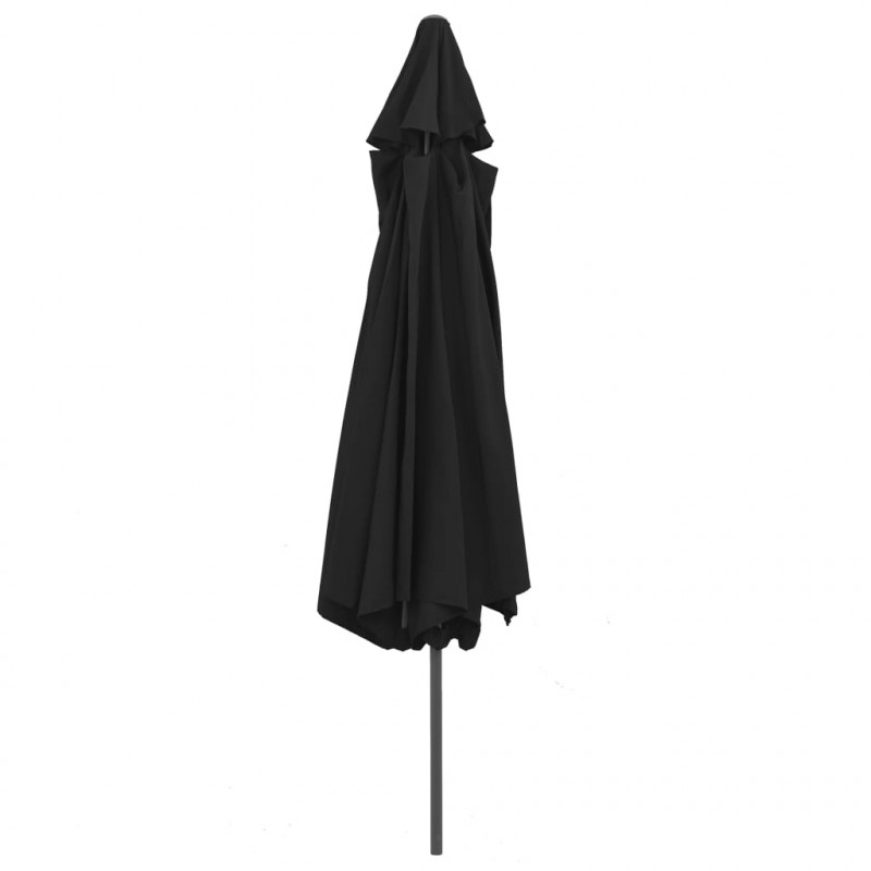 Parasol ogrodowy na metalowym słupku, 390 cm, czarny