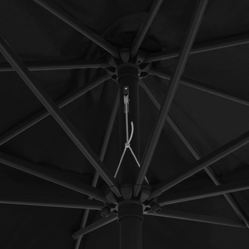 Parasol ogrodowy na metalowym słupku, 390 cm, czarny