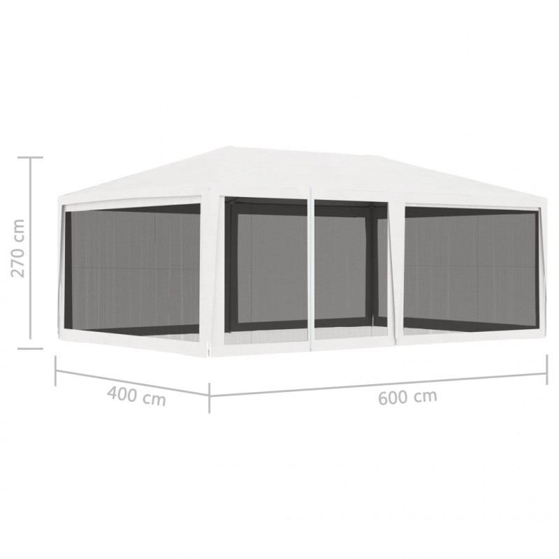 Namiot imprezowy z 4 siatkowymi ściankami, 4x6 m, biały