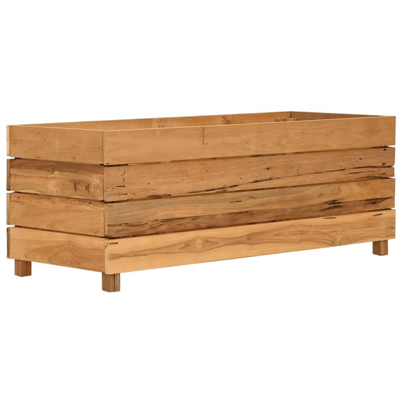 Podwyższona donica 100x40x38 cm, drewno tekowe z odzysku i stal