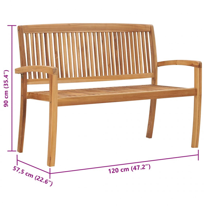 2-osobowa ławka ogrodowa, 120 cm, lite drewno tekowe