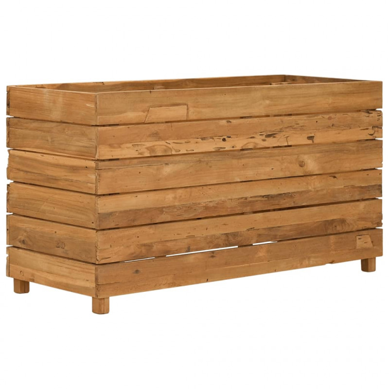 Podwyższona donica 100x40x55 cm drewno tekowe z recyklingu/stal