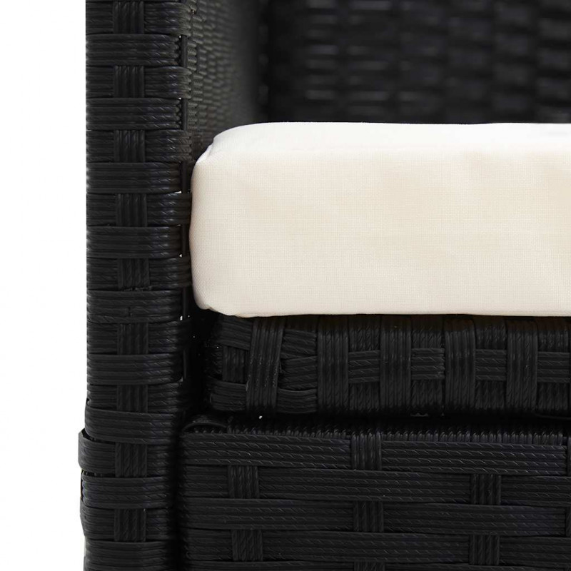 Sofa ogrodowa z poduszkami, polirattan, czarna