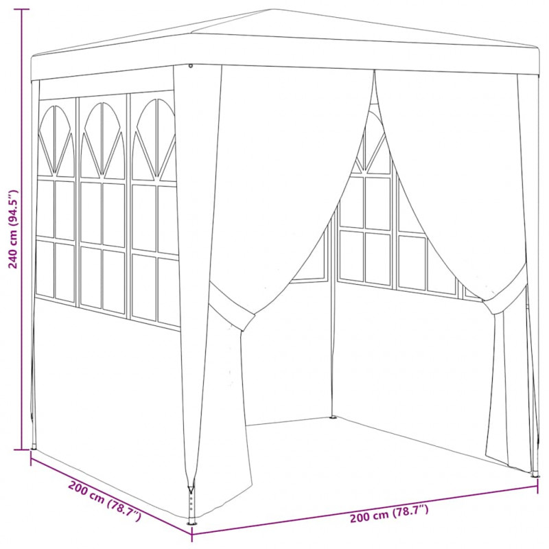 Namiot imprezowy ze ściankami, 2x2 m, zielony, 90 g/m²