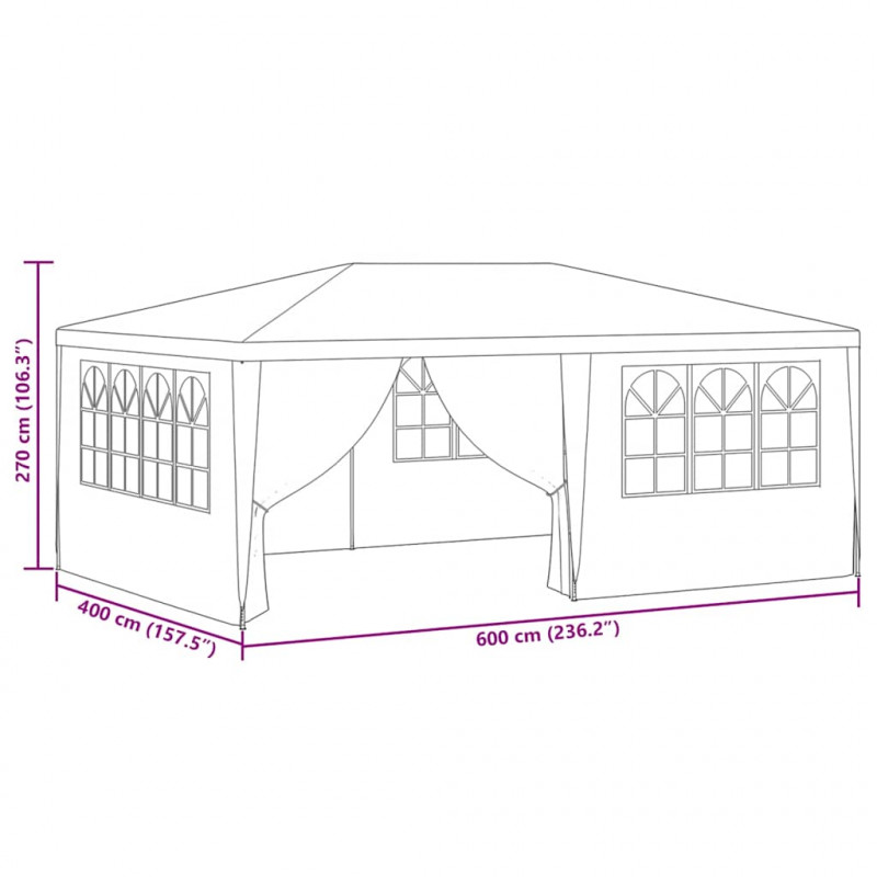 Namiot imprezowy ze ściankami, 4x6 m, zielony, 90 g/m²