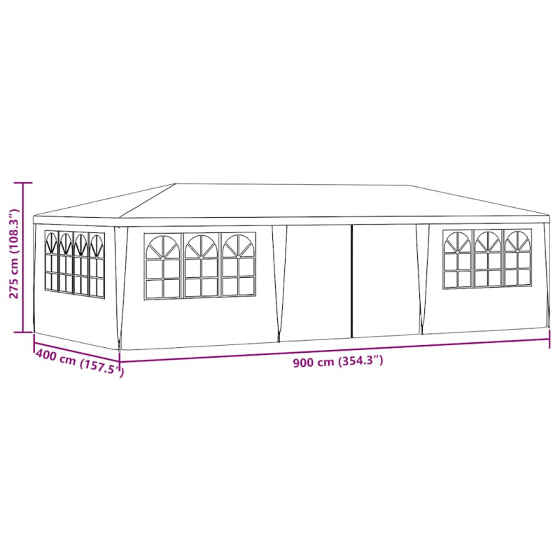 Namiot imprezowy ze ściankami, 4x9 m, antracytowy, 90 g/m²