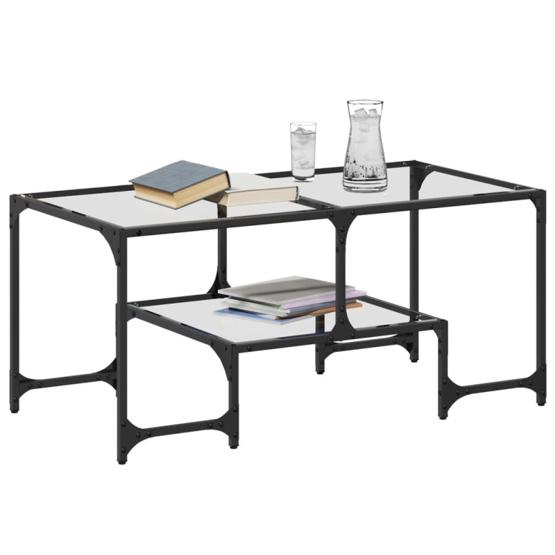 Stolik kawowy ze szklanym blatem, 98,5x50x45 cm, stal