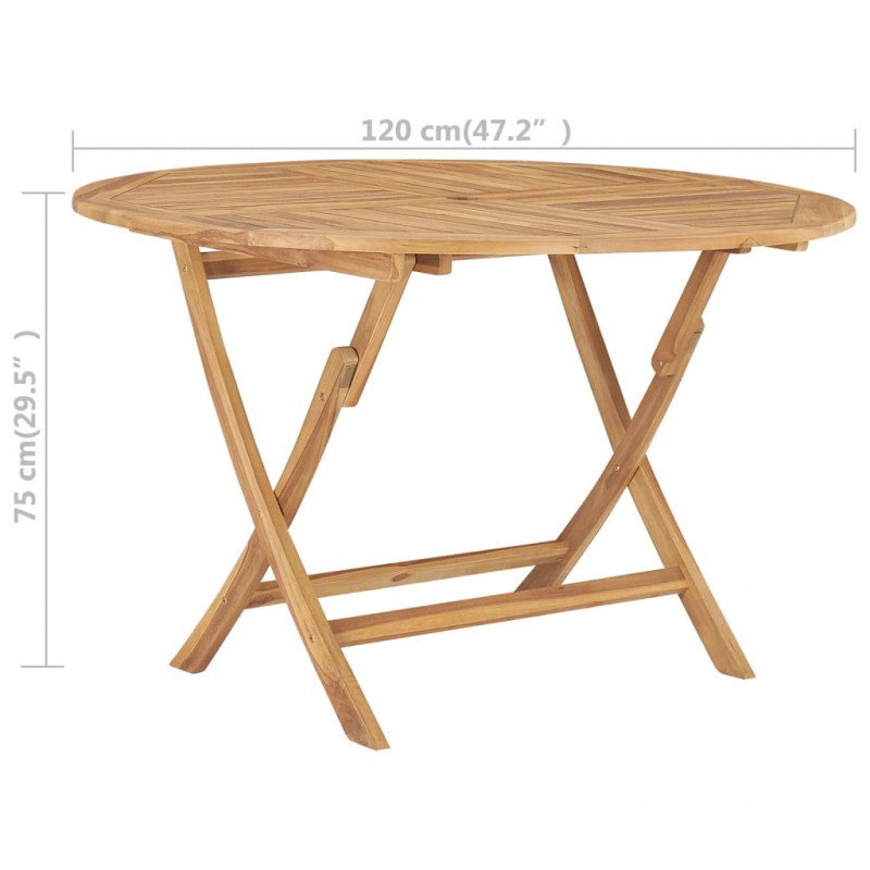 Składany stół ogrodowy, Ø 120 cm, lite drewno tekowe