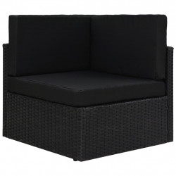 Modułowe siedzisko narożne, rattan PE, czarne
