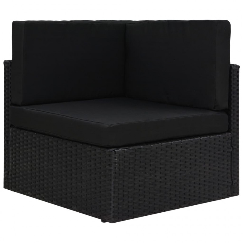Modułowe siedzisko narożne, rattan PE, czarne