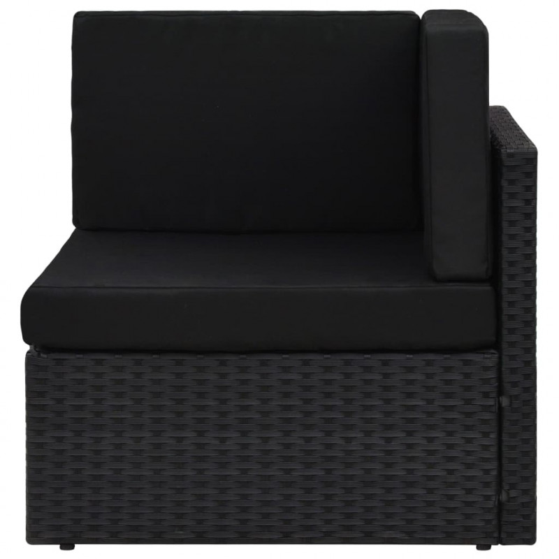 Modułowe siedzisko narożne, rattan PE, czarne
