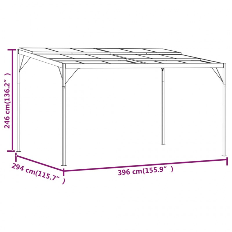 Altana ogrodowa, antracytowa, 4x3x2,5 m, aluminium i stal