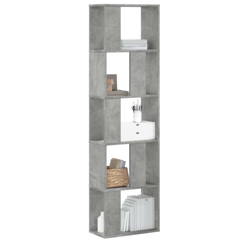 5-poziomowy regał na książki, szarość betonu, 45x23,5x162,5 cm