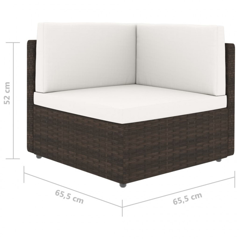 Modułowe siedzisko narożne, rattan PE, brązowe