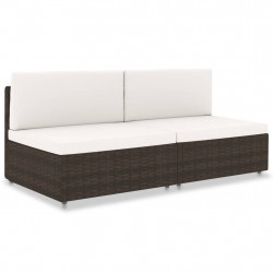 Sofa modułowa 2-osobowa, rattan PE, brązowa