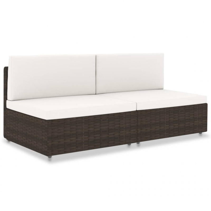 Sofa modułowa 2-osobowa, rattan PE, brązowa