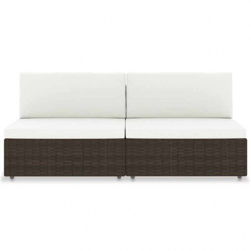 Sofa modułowa 2-osobowa, rattan PE, brązowa