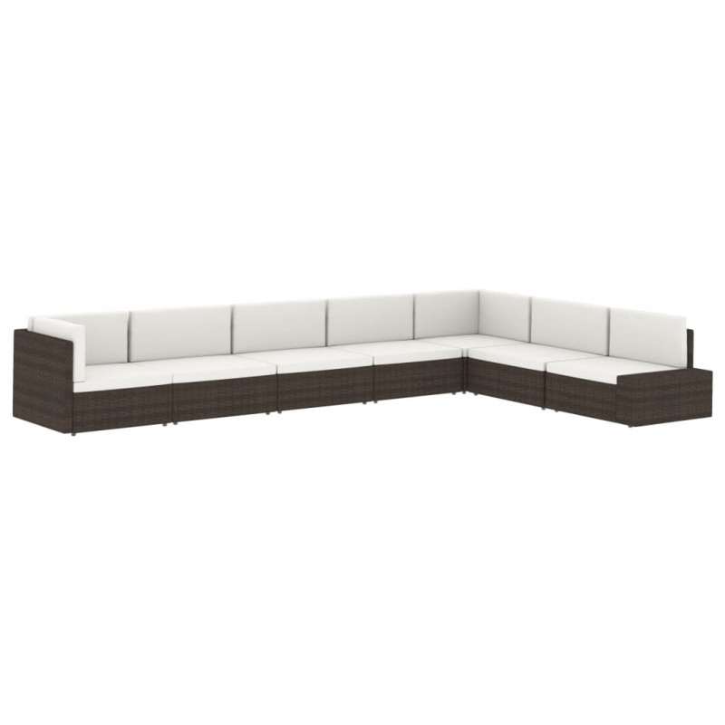 Sofa modułowa 2-osobowa, rattan PE, brązowa