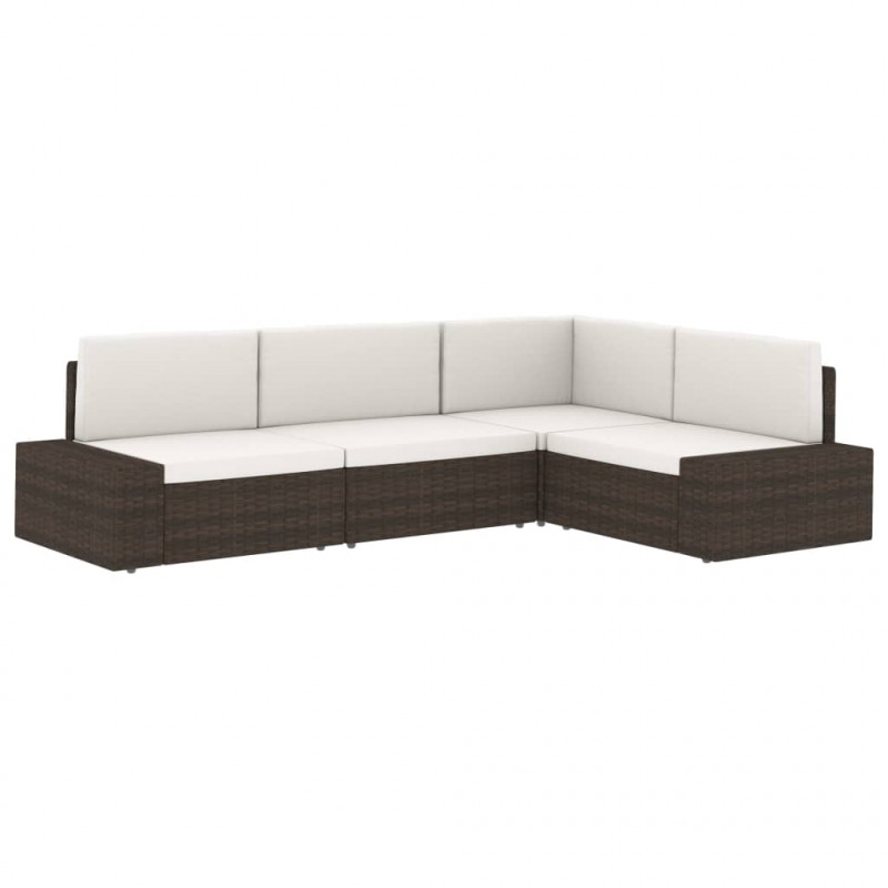 Sofa modułowa 2-osobowa, rattan PE, brązowa