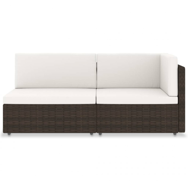 Sofa modułowa 2-osobowa, rattan PE, brązowa