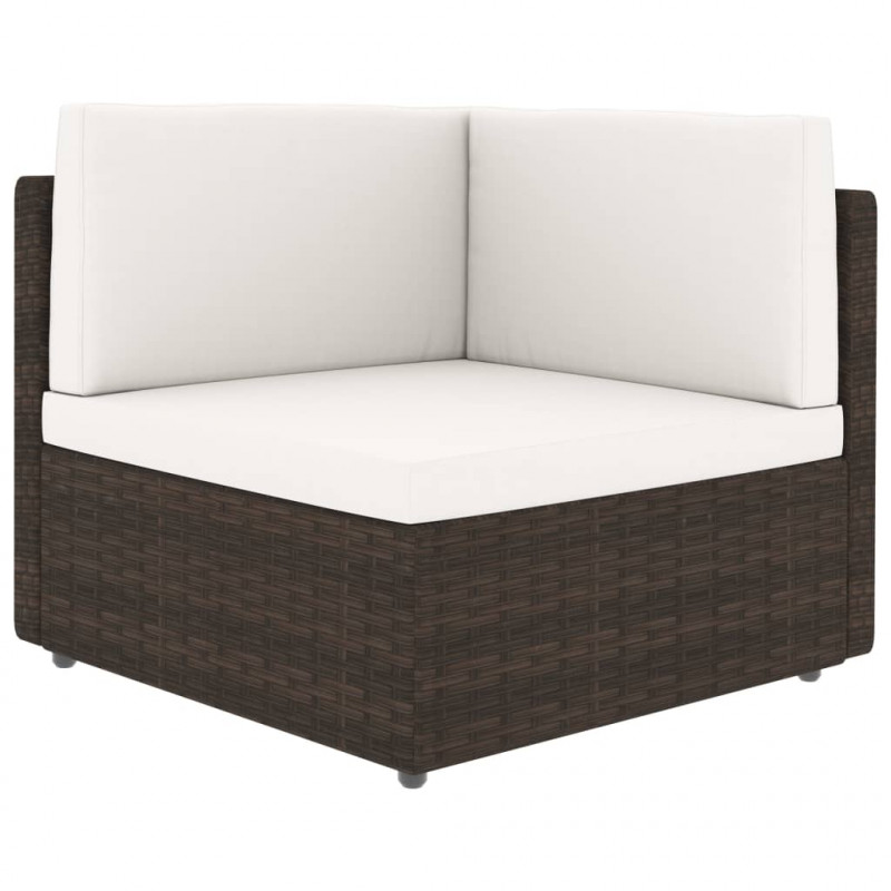Sofa modułowa 2-osobowa, rattan PE, brązowa