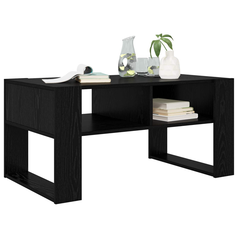 Stolik kawowy z przechowywaniem Czarny Dąb 92 x 53 x 45 cm