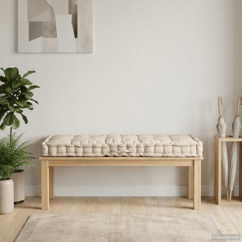 Poduszka na podłogę lub palety, bawełna, 120x80x10 cm, beżowa
